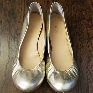 J Crew Cece Gold Ballet Flats